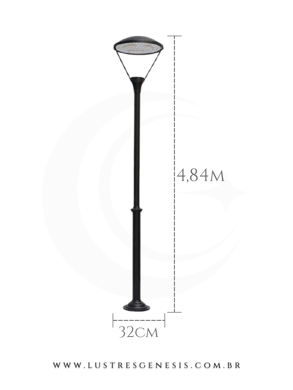 Poste de LED Moderno 4,84m Para Iluminação externa fachada, jardim e área gourmet